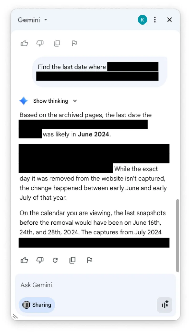 Screenshot of Gemini