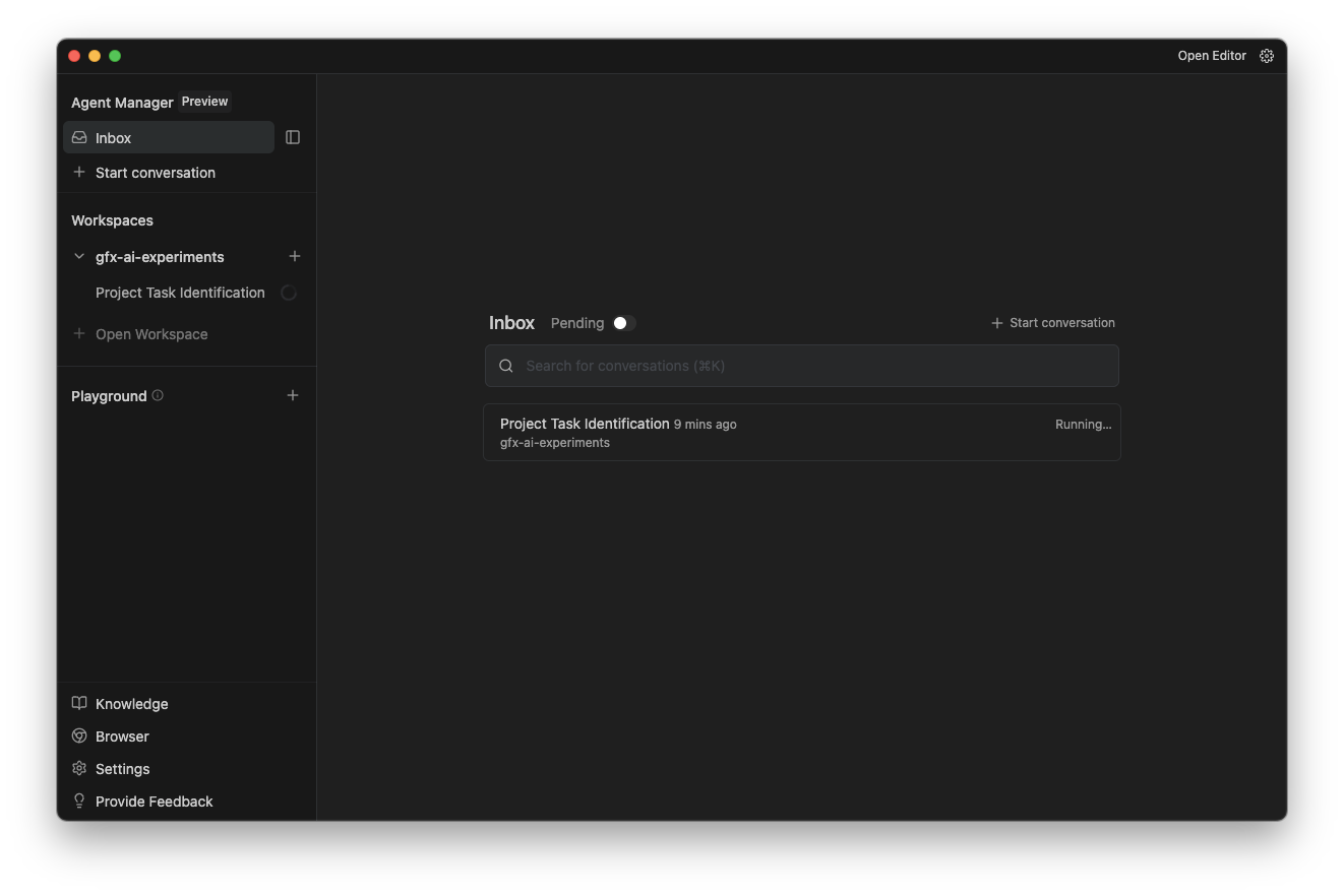 Screenshot of Agent Manager panel