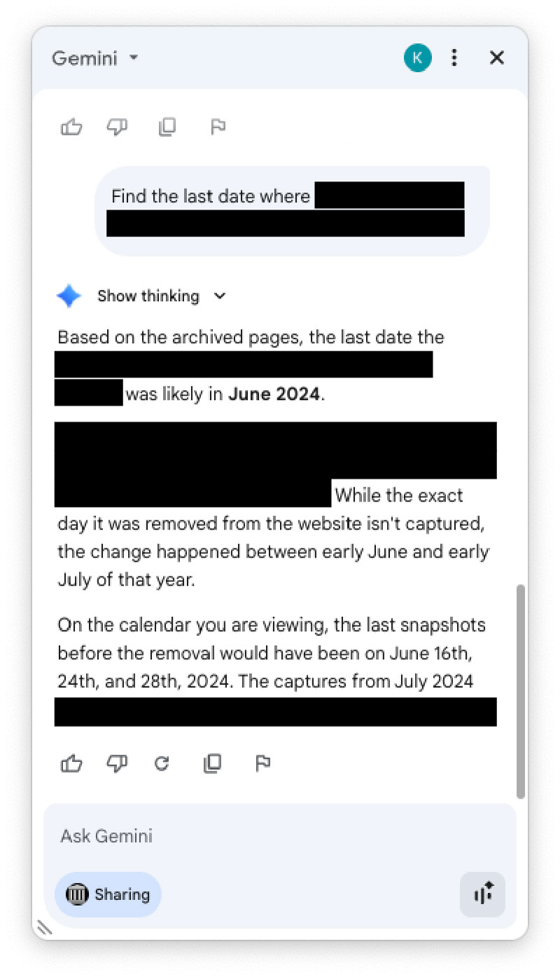 Screenshot of Gemini